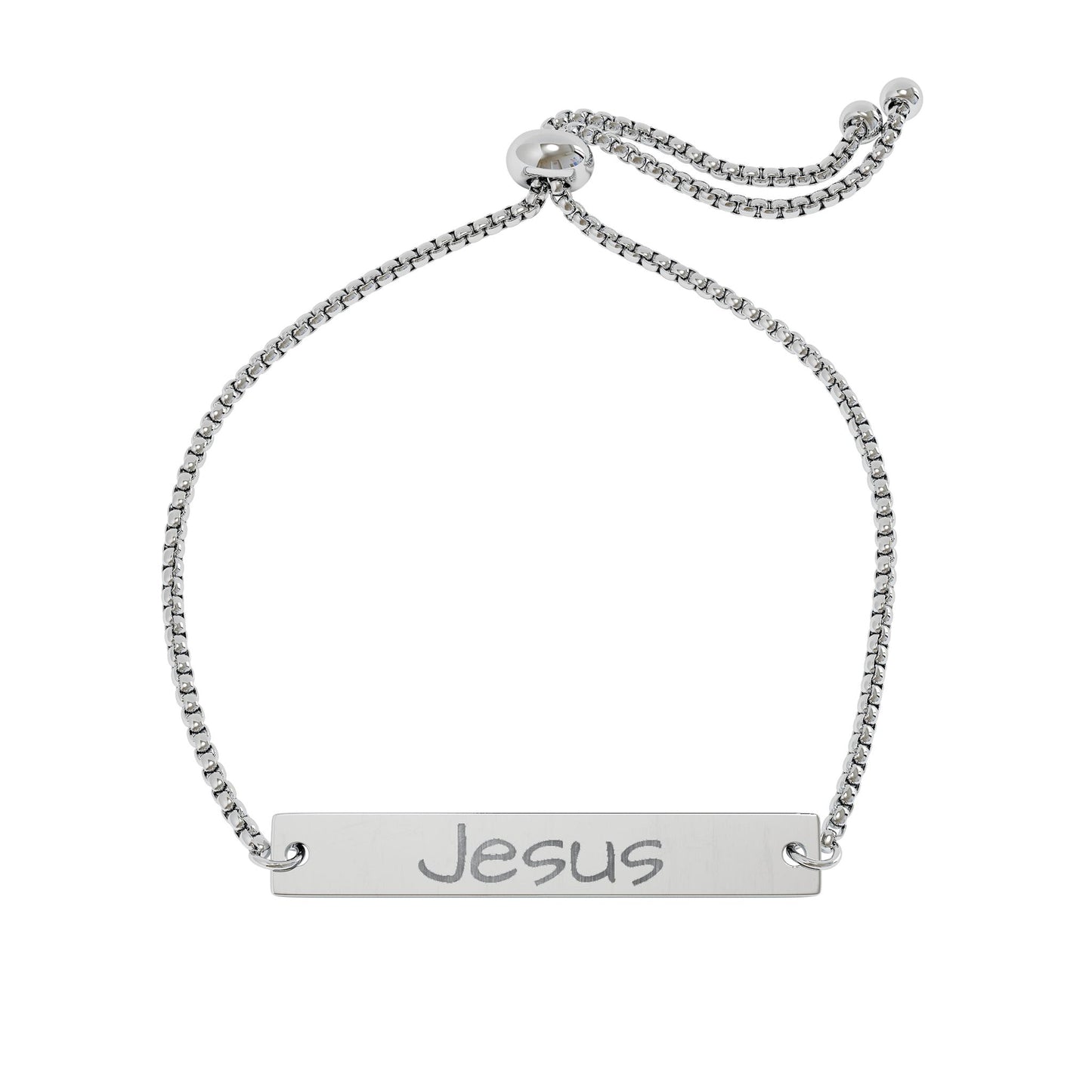 Engravable Jesus Bar Bracelet — Adjustable Gold Plate Faith Bracelet