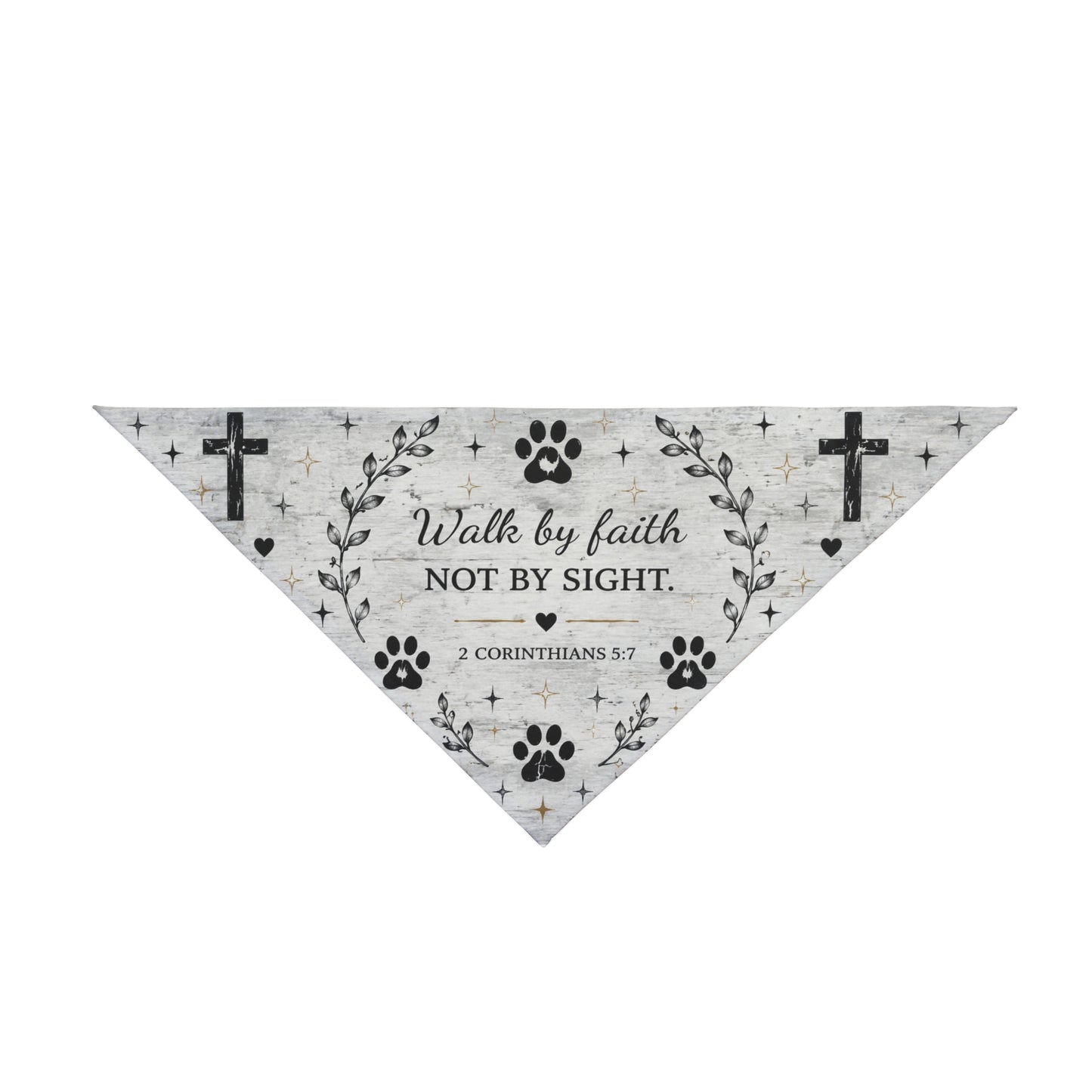 Christian Paw Print Pet Bandana — "Walk by Faith, Not by Sight"