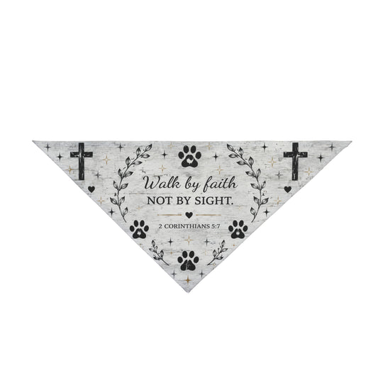 Christian Paw Print Pet Bandana — "Walk by Faith, Not by Sight"