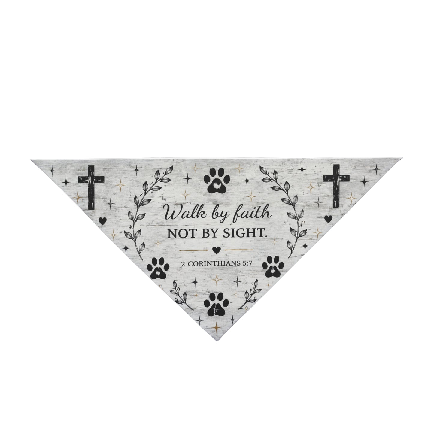 Christian Paw Print Pet Bandana — "Walk by Faith, Not by Sight"
