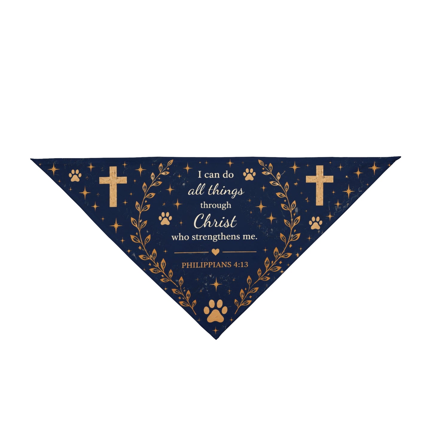 Christian Pet Bandana – "I Can Do All Things Through Christ" Paw Print & Cross Dog Scarf