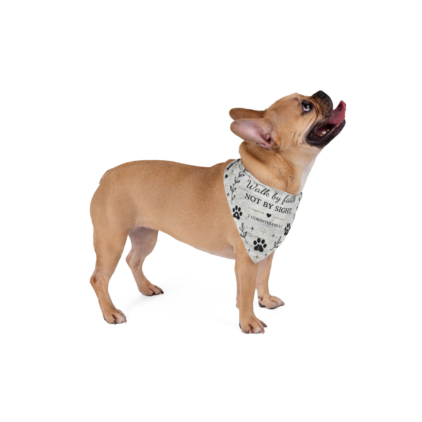 Christian Paw Print Pet Bandana — "Walk by Faith, Not by Sight"