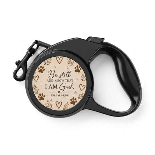 Retractable Pet Leash — "Be Still and Know That I Am God" Paw Print Design