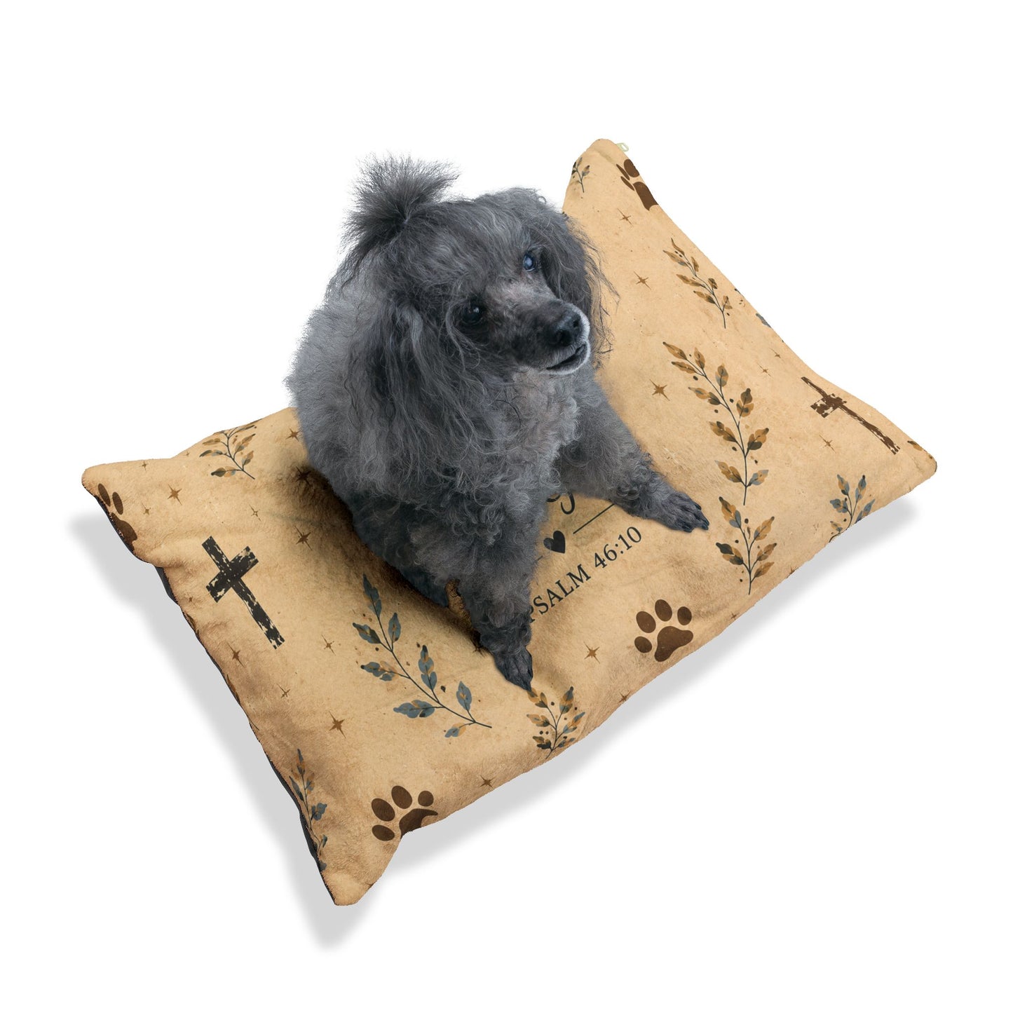 Be Still Psalm 46:10 Pet Bed — Christian Faith-Inspired Dog & Cat Cushion