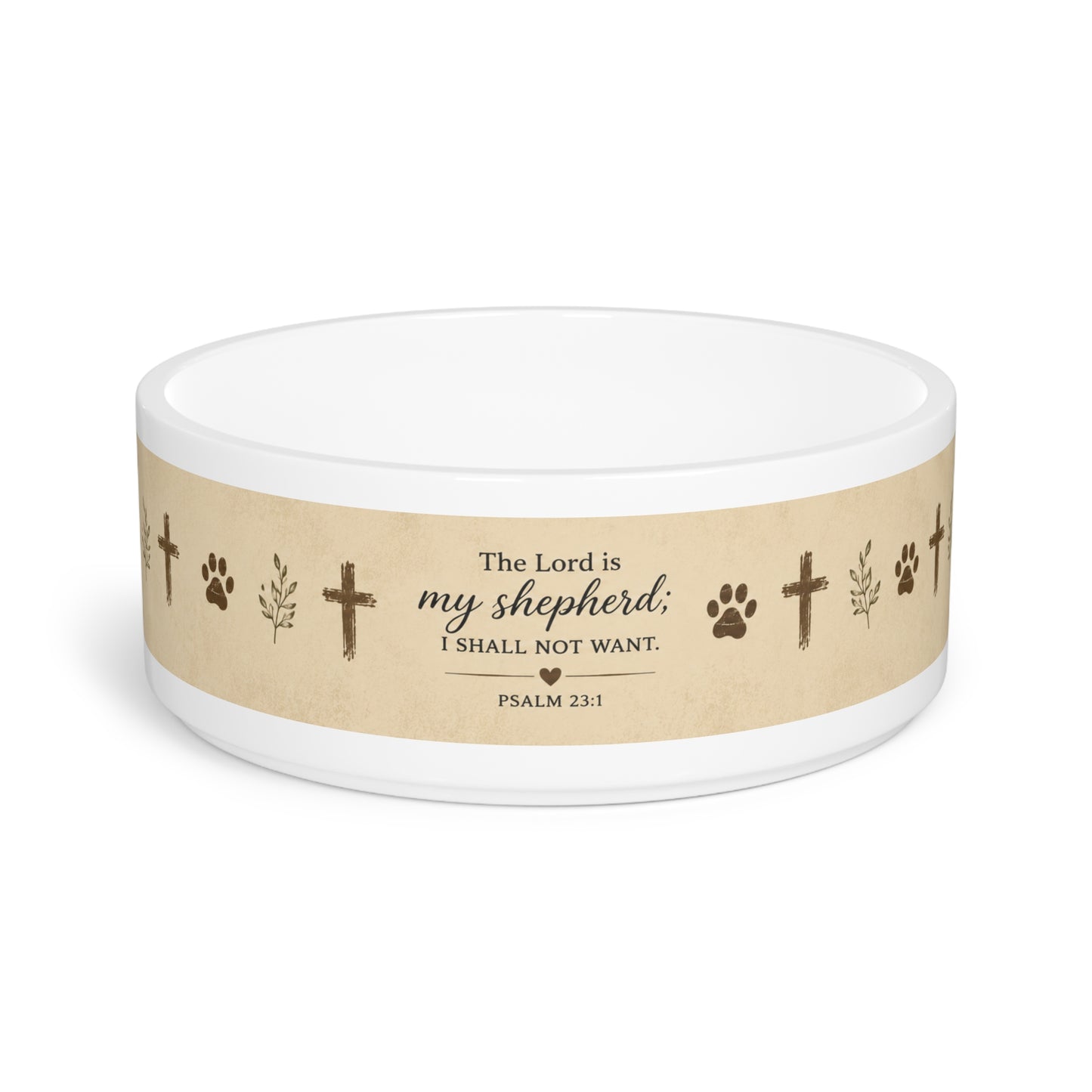 Faithful Shepherd Pet Bowl — "The Lord is my shepherd; I shall not want." Ceramic Dog & Cat Bowl