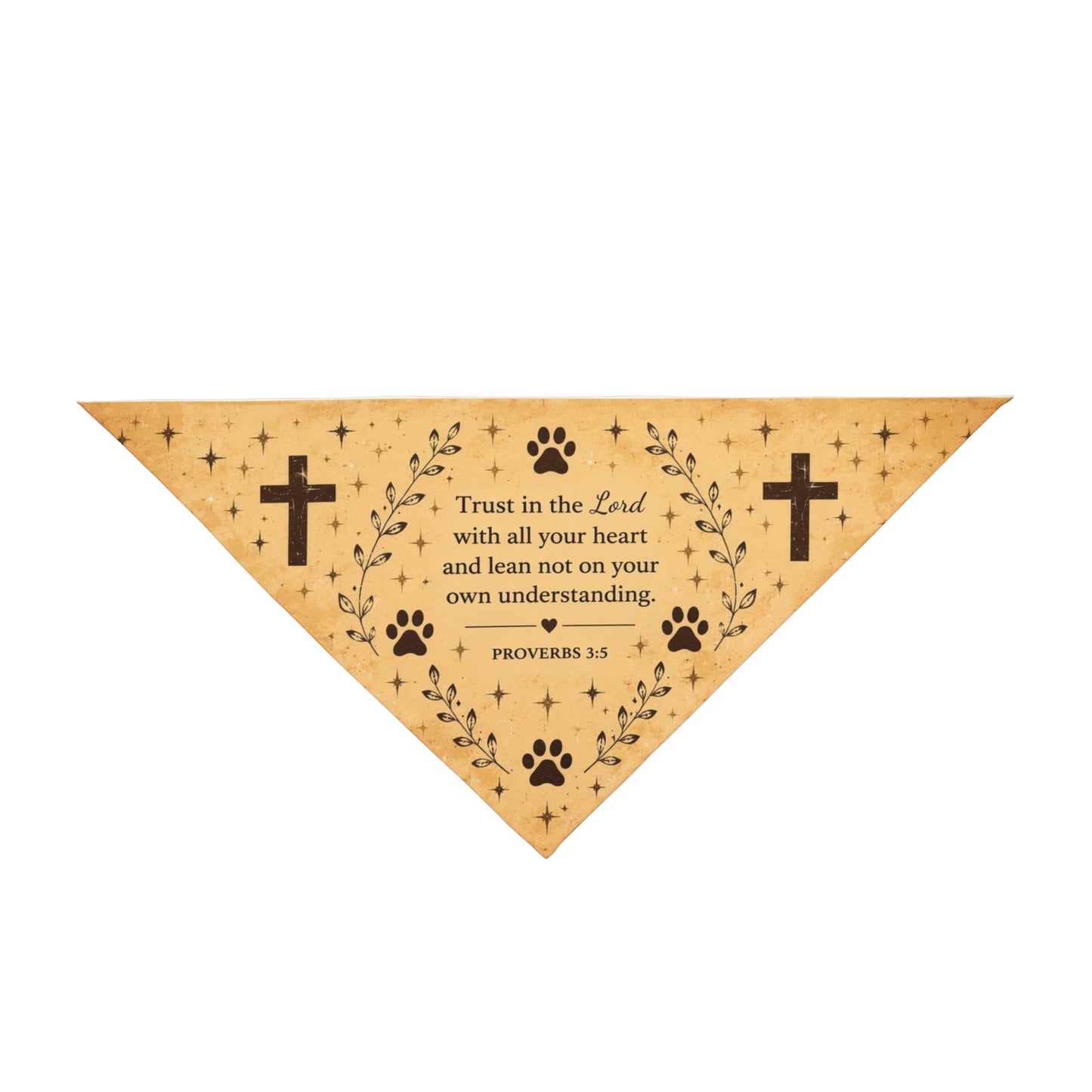 Christian Pet Bandana — Proverbs 3:5 Paw Print Crosses Dog & Cat Scarf