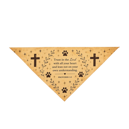 Christian Pet Bandana — Proverbs 3:5 Paw Print Crosses Dog & Cat Scarf