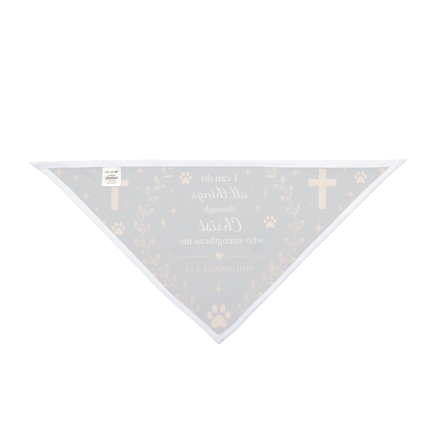 Christian Pet Bandana – "I Can Do All Things Through Christ" Paw Print & Cross Dog Scarf