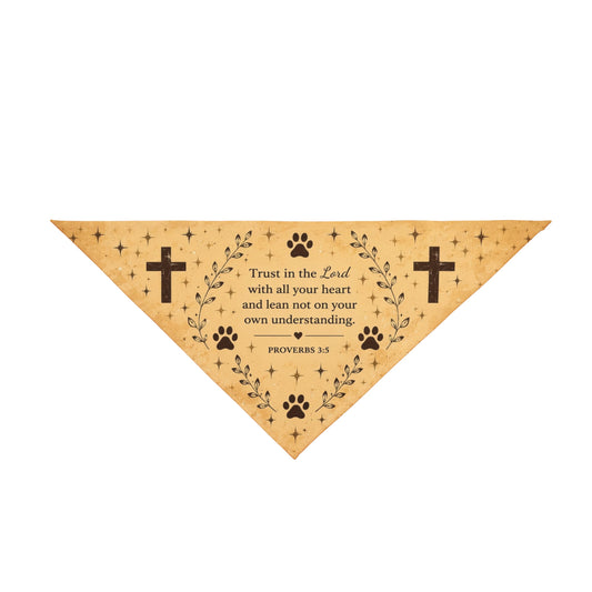 Christian Pet Bandana — Proverbs 3:5 Paw Print Crosses Dog & Cat Scarf