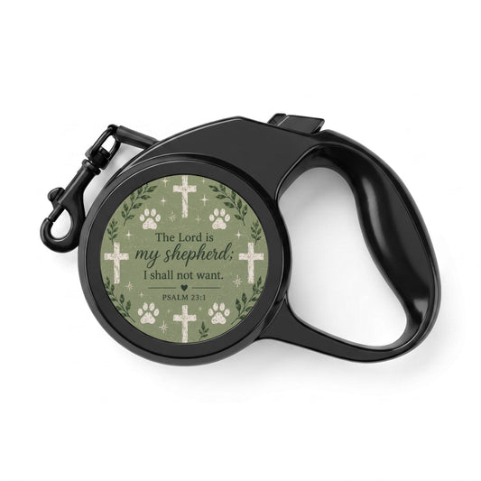 Retractable Leash — "The Lord is My Shepherd" Psalm 23 Christian Pet Leash
