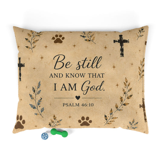 Be Still Psalm 46:10 Pet Bed — Christian Faith-Inspired Dog & Cat Cushion