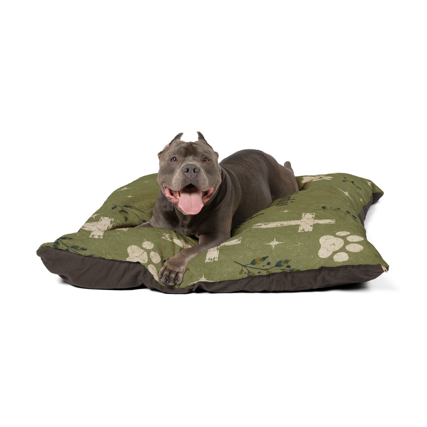Psalm 23:1 Pet Bed — "The Lord is my shepherd; I shall not want" Religious Dog & Cat Cushion