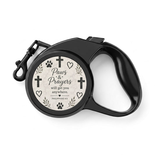 Retractable Pet Leash — "Paws & Prayers Will Get You Anywhere" Faith Dog Leash