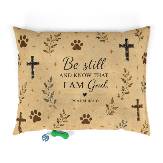 Christian Psalm 46:10 Pet Bed — "Be Still and Know That I Am God" Decorative Dog & Cat Pillow