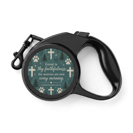Retractable Leash — "Great is thy faithfulness" Christian Paw Print Design