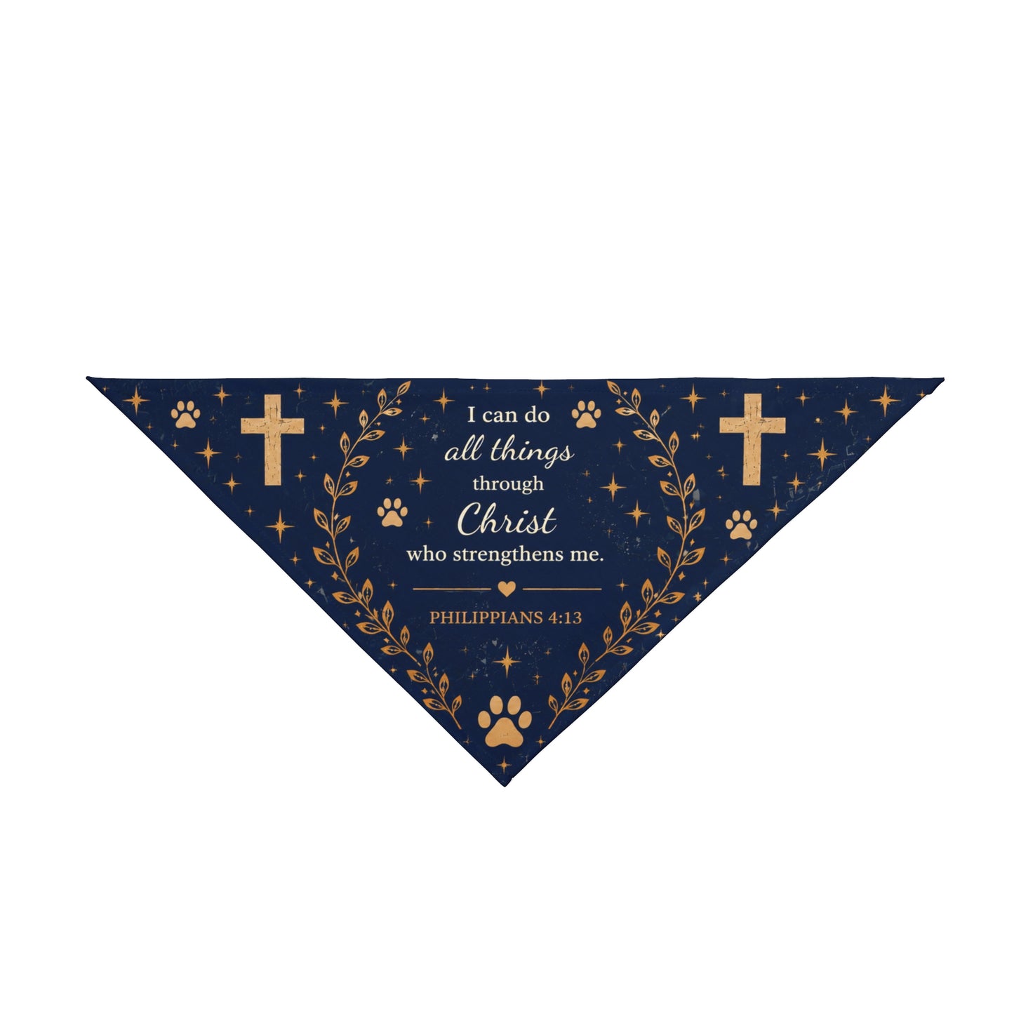 Christian Pet Bandana – "I Can Do All Things Through Christ" Paw Print & Cross Dog Scarf