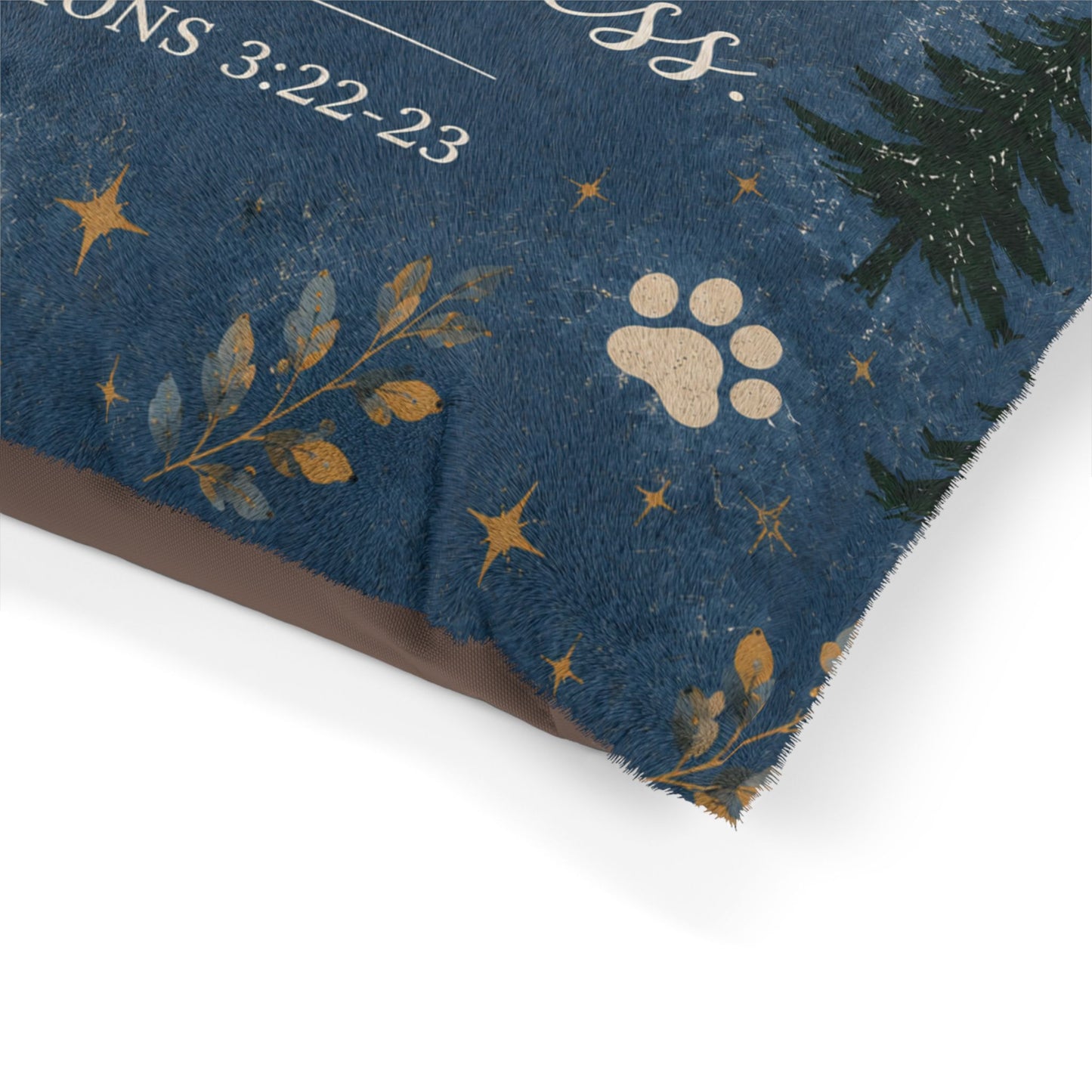 Christian Pet Bed – “Great is Thy Faithfulness” Paw Print Scripture Pillow (Lamentations 3:22-23)
