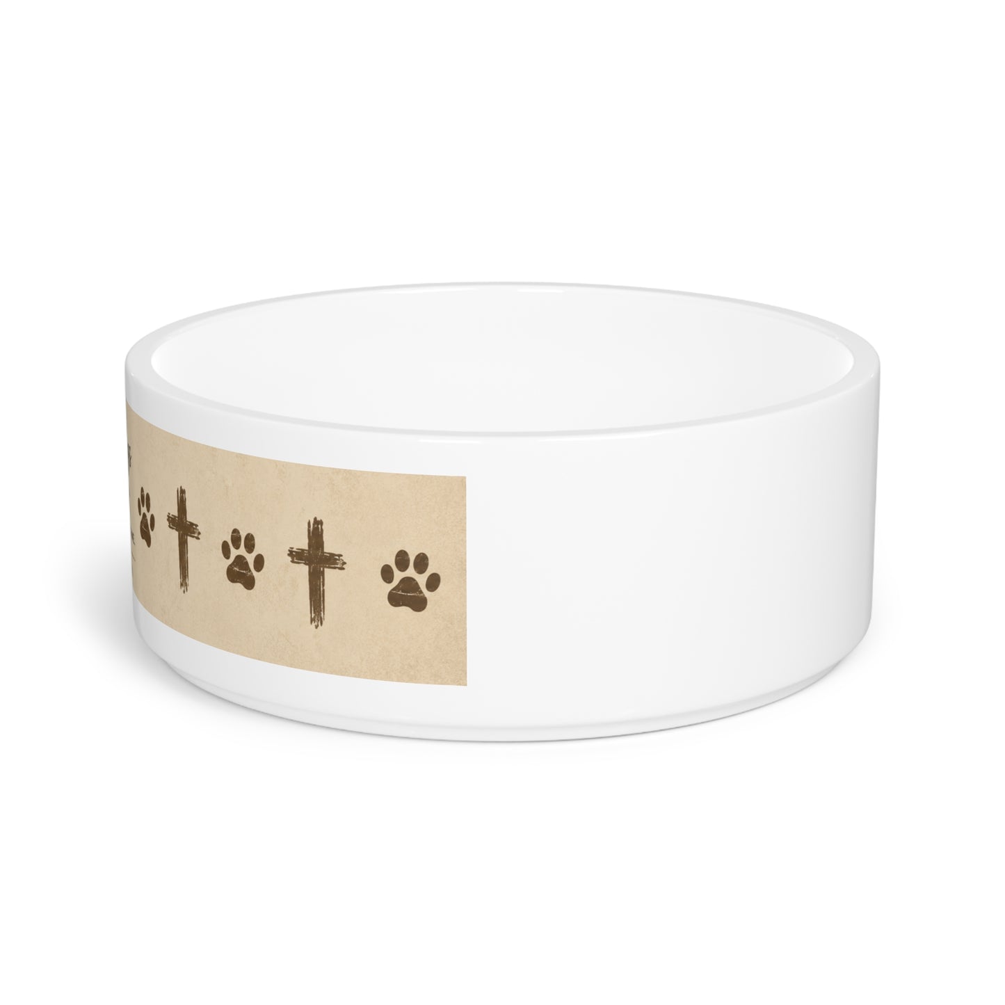 Christian Pet Bowl with Philippians 4:13 Quote — Cross & Paw Print Design