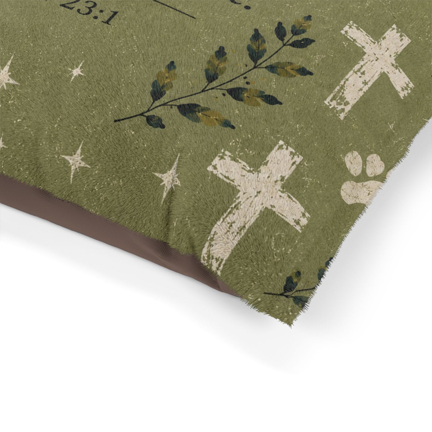 Psalm 23:1 Pet Bed — "The Lord is my shepherd; I shall not want" Religious Dog & Cat Cushion